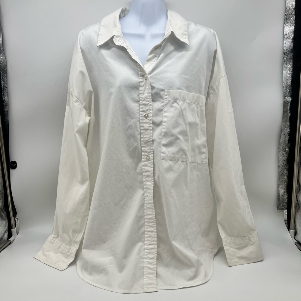 Abercrombie & Fitch Women’s Over-Size White Casual Button Down Long Sleeve Shirt